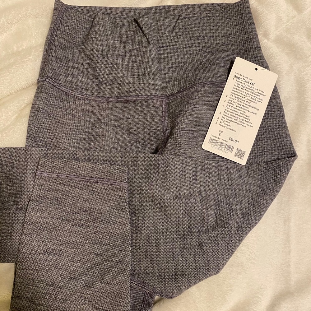 NWT Lululemon Align Pant II 25" Size 6 Herringbone
